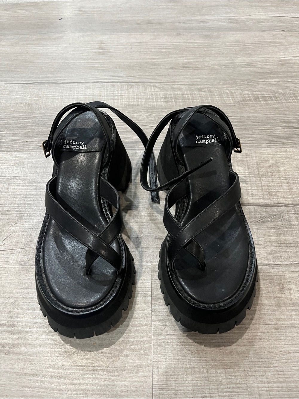 Jeffrey Campbell Black Chunky Crisscross Platform Sandals
